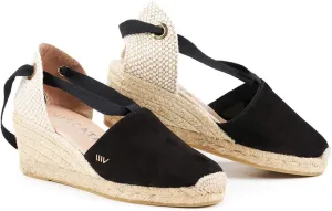 VISCATA Fosca Suede Wedge Handmade 2 ½” Heel Women's Sandals with Extra Cushioned Inner Sole, Soft Ankle Ties, and 100% Natural Jute Midsole for Comfort and Style