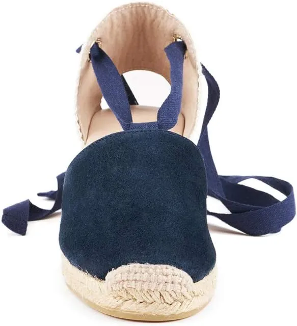 VISCATA Fosca Suede Wedge Handmade 2 ½” Heel Women's Sandals with Extra Cushioned Inner Sole, Soft Ankle Ties, and 100% Natural Jute Midsole for Comfort and Style
