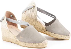 VISCATA Fosca Suede Wedge Handmade 2 ½” Heel Women's Sandals with Extra Cushioned Inner Sole, Soft Ankle Ties, and 100% Natural Jute Midsole for Comfort and Style
