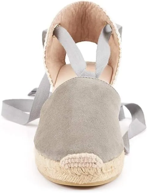 VISCATA Fosca Suede Wedge Handmade 2 ½” Heel Women's Sandals with Extra Cushioned Inner Sole, Soft Ankle Ties, and 100% Natural Jute Midsole for Comfort and Style