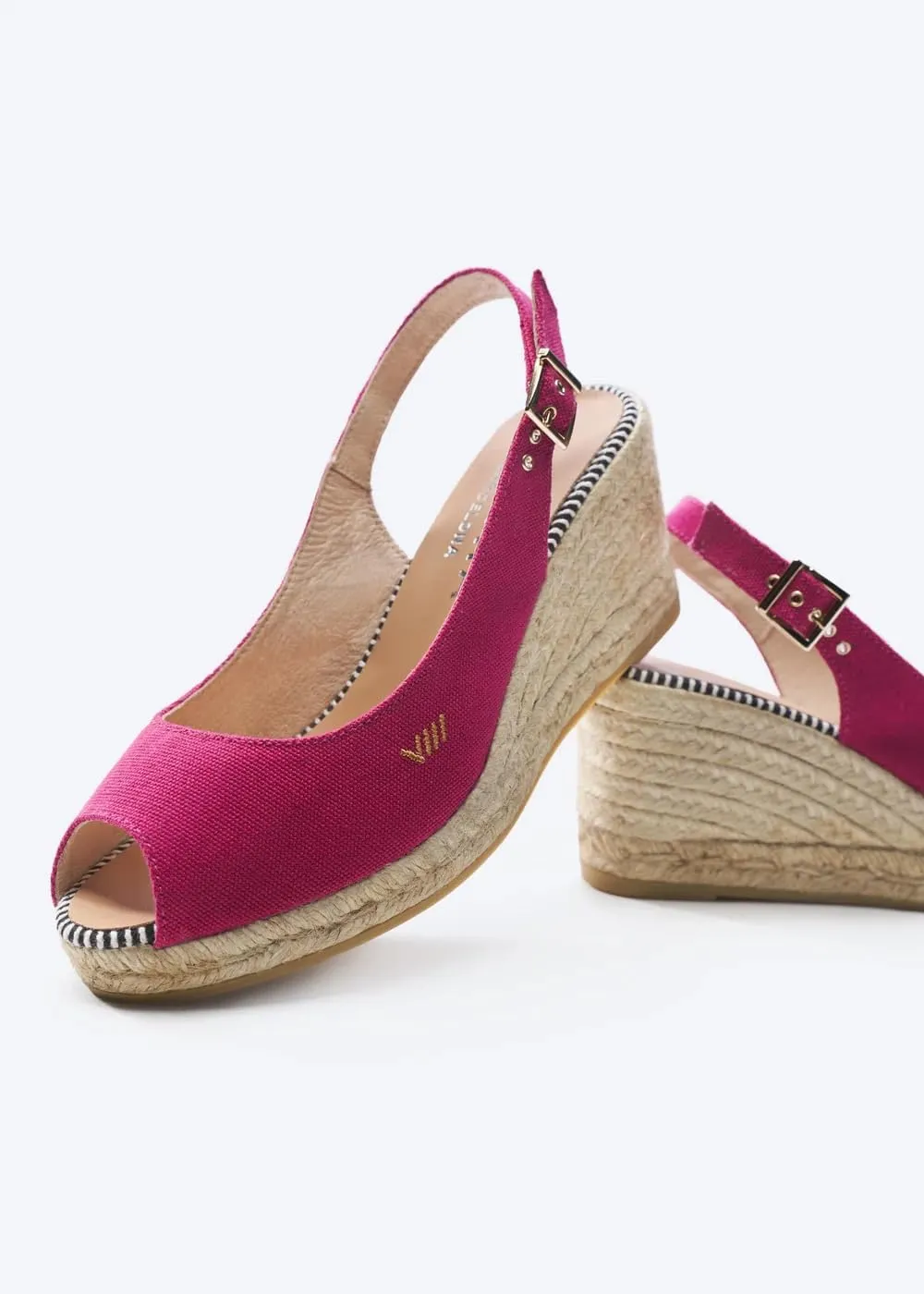 VISCATA Gavina Canvas Slingback Wedge with Ankle Strap Handmade 2 ½” Heel Women's Sandals with Breathable Organic Cotton Canvas and 100% Natural Jute Midsole for all Casual Occasions