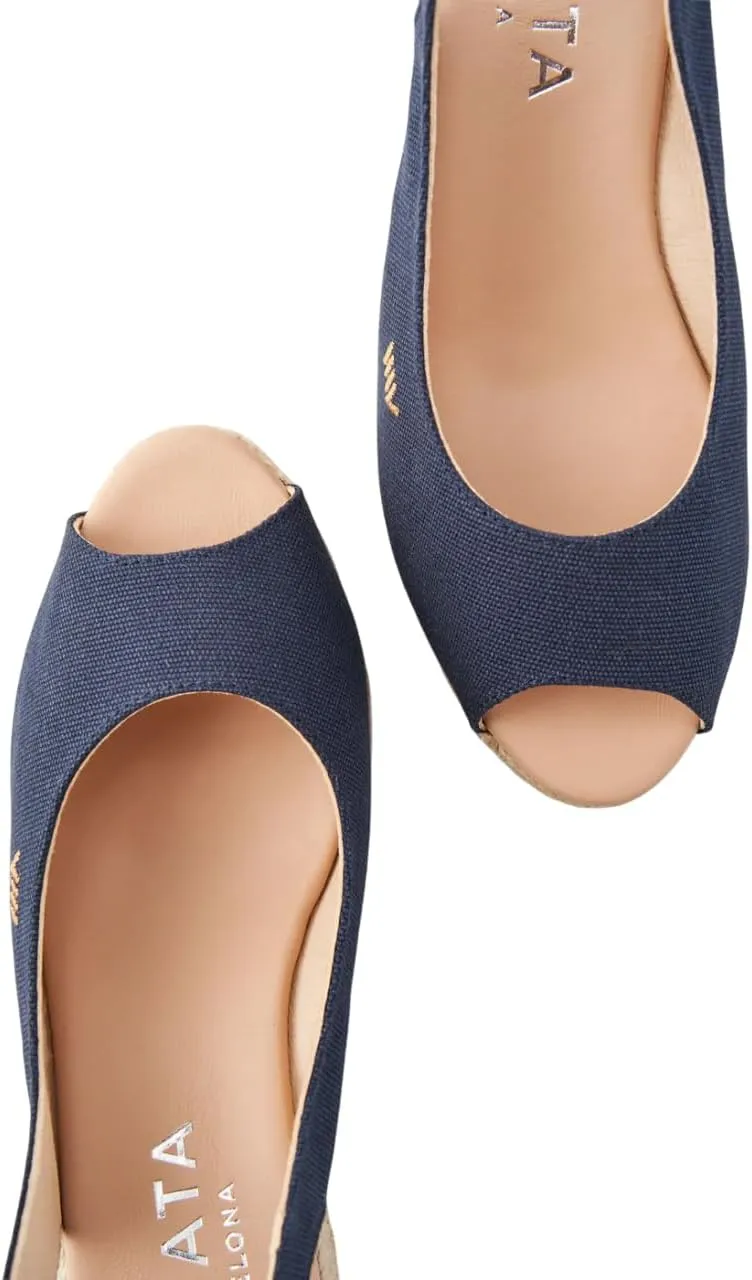 VISCATA Gavina Canvas Slingback Wedge with Ankle Strap Handmade 2 ½” Heel Women's Sandals with Breathable Organic Cotton Canvas and 100% Natural Jute Midsole for all Casual Occasions