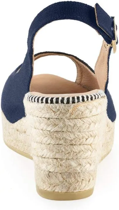 VISCATA Gavina Canvas Slingback Wedge with Ankle Strap Handmade 2 ½” Heel Women's Sandals with Breathable Organic Cotton Canvas and 100% Natural Jute Midsole for all Casual Occasions
