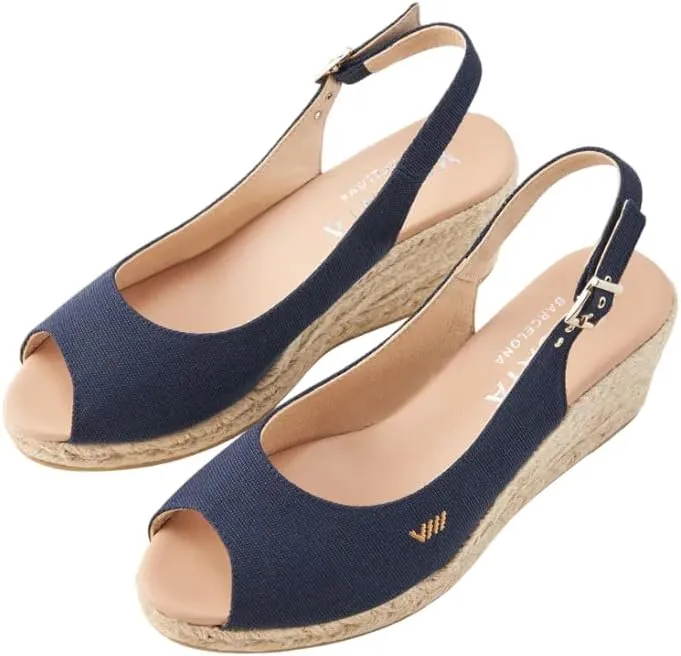 VISCATA Gavina Canvas Slingback Wedge with Ankle Strap Handmade 2 ½” Heel Women's Sandals with Breathable Organic Cotton Canvas and 100% Natural Jute Midsole for all Casual Occasions