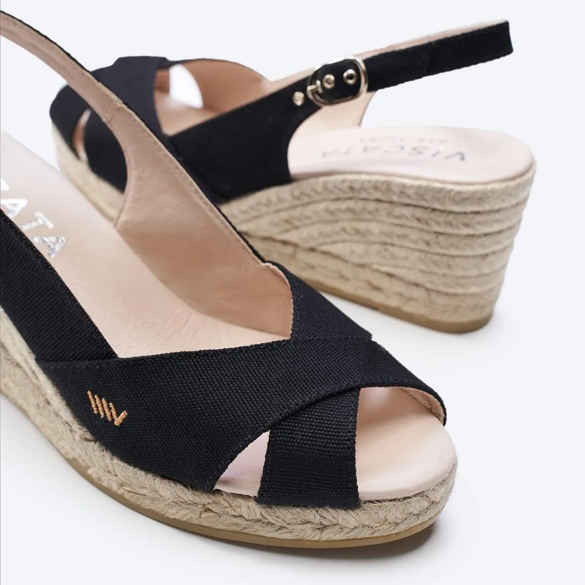 Viscata Llansa Canvas Wedge with Elegant Buckle Flattering 2 ½” Slingback Heel Women's Sandals with Breathable Organic Cotton Canvas and 100% Natural Jute Midsole for all Casual Occasions