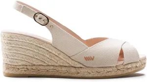 Viscata Llansa Canvas Wedge with Elegant Buckle Flattering 2 ½” Slingback Heel Women's Sandals with Breathable Organic Cotton Canvas and 100% Natural Jute Midsole for all Casual Occasions
