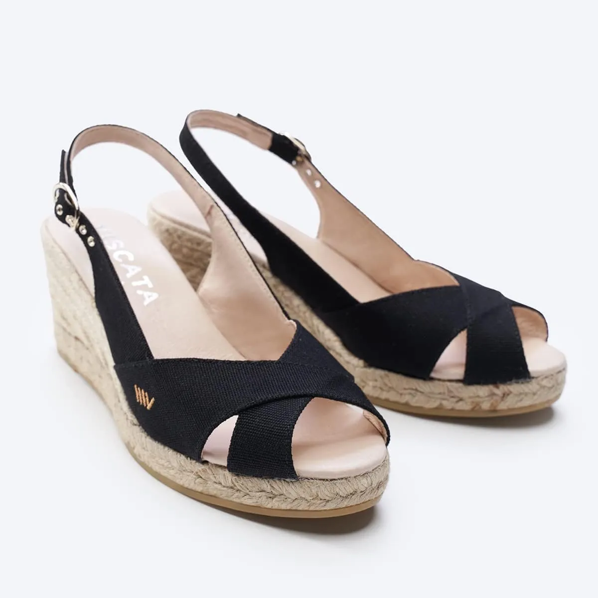 Viscata Llansa Canvas Wedge with Elegant Buckle Flattering 2 ½” Slingback Heel Women's Sandals with Breathable Organic Cotton Canvas and 100% Natural Jute Midsole for all Casual Occasions