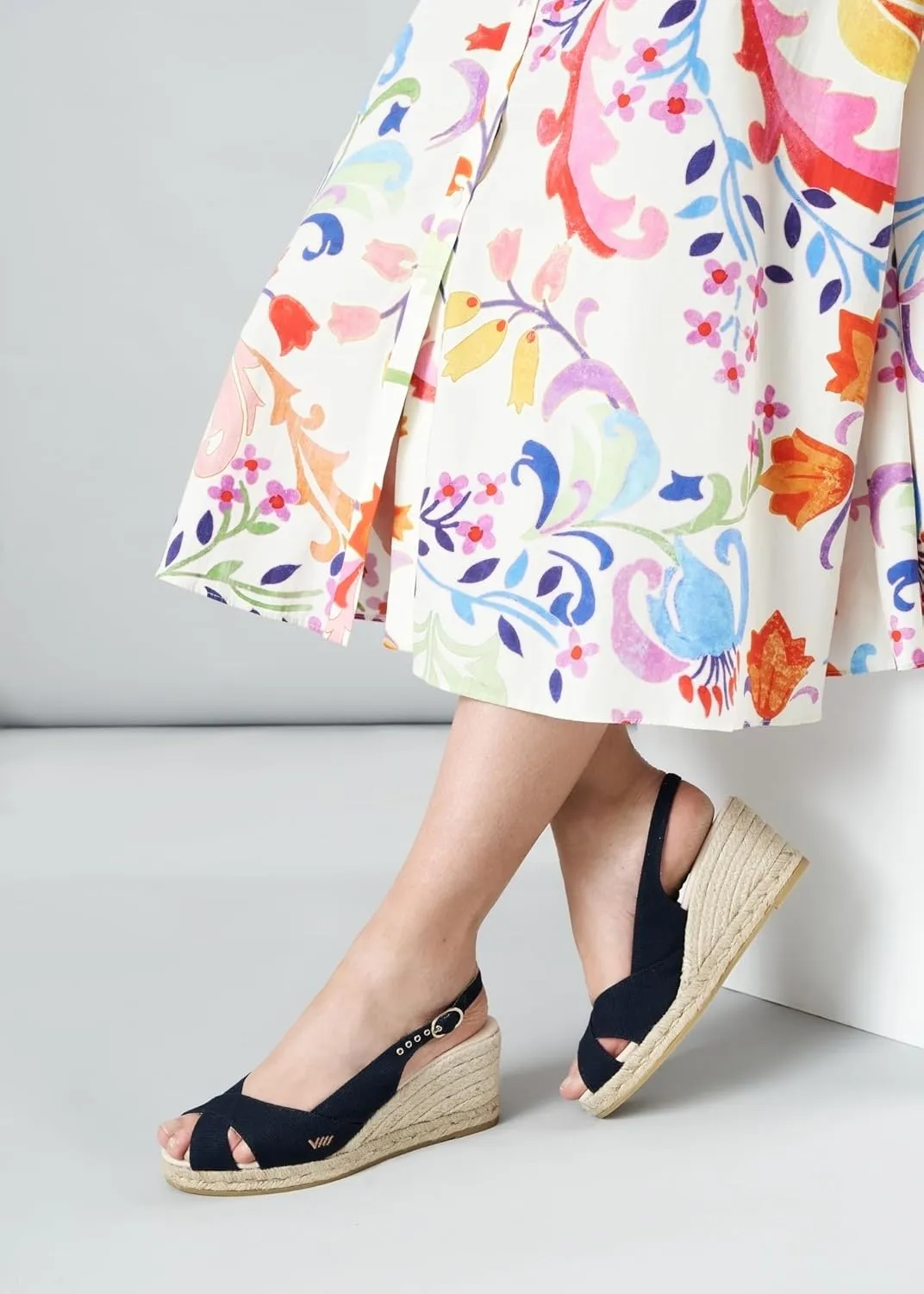 Viscata Llansa Canvas Wedge with Elegant Buckle Flattering 2 ½” Slingback Heel Women's Sandals with Breathable Organic Cotton Canvas and 100% Natural Jute Midsole for all Casual Occasions