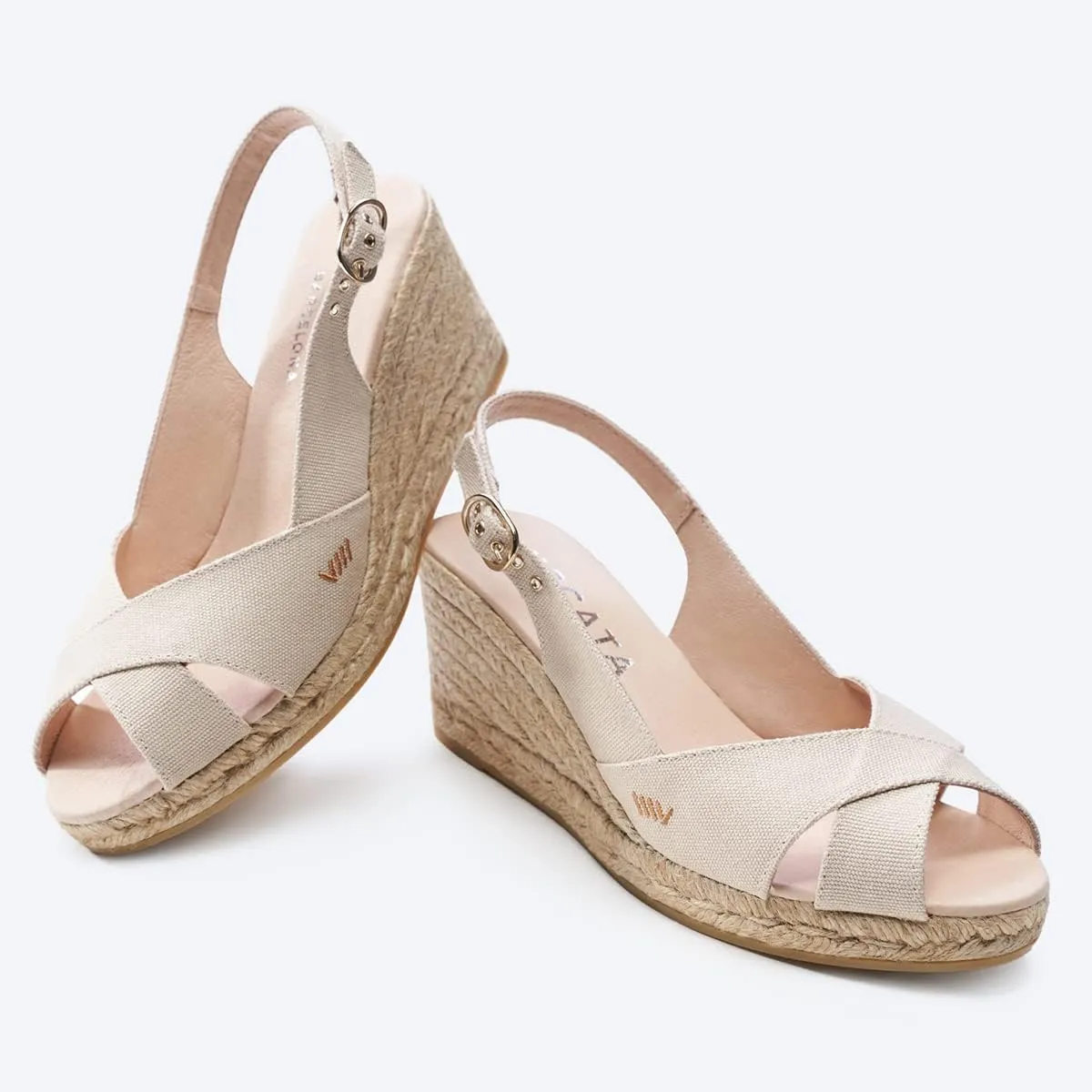 Viscata Llansa Canvas Wedge with Elegant Buckle Flattering 2 ½” Slingback Heel Women's Sandals with Breathable Organic Cotton Canvas and 100% Natural Jute Midsole for all Casual Occasions
