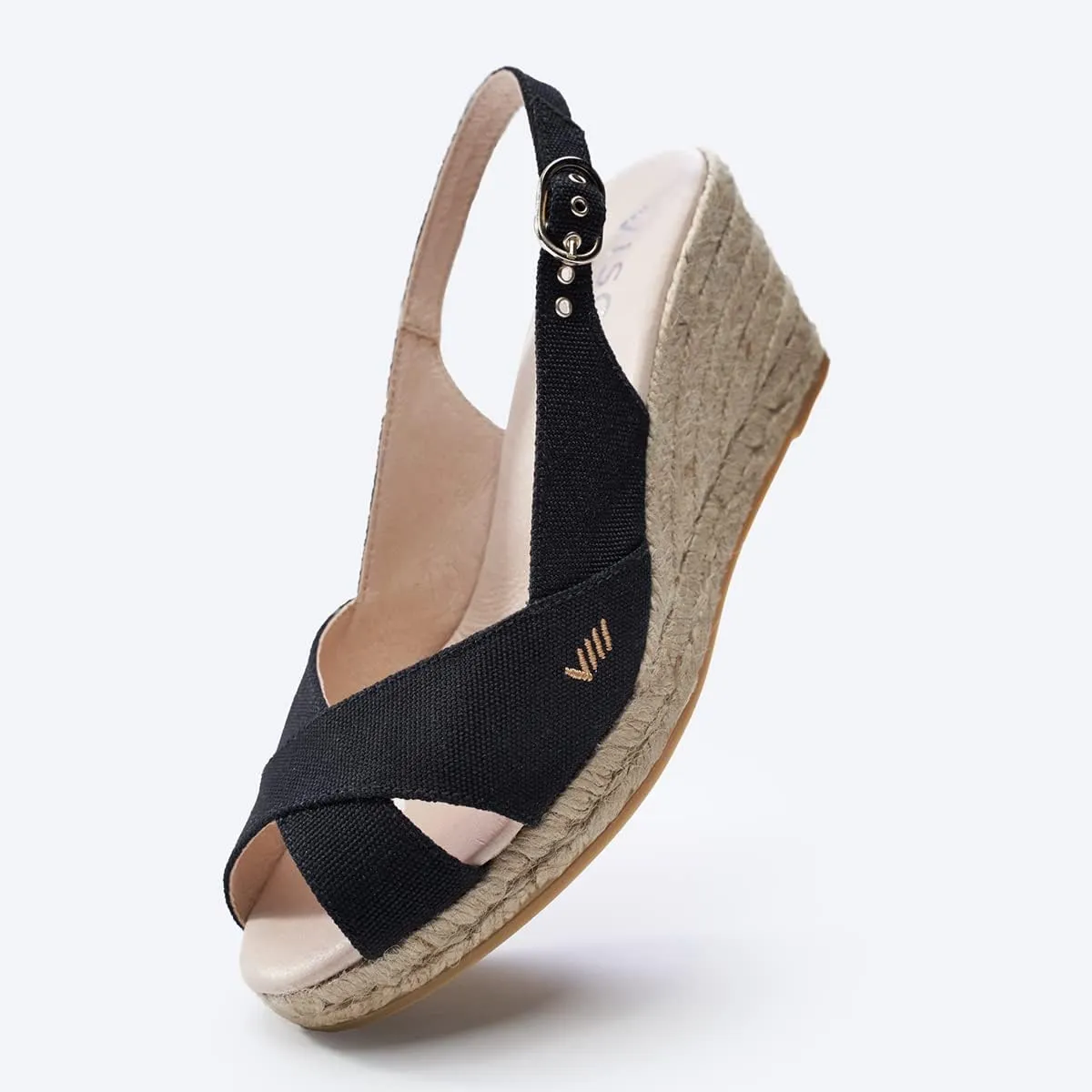 Viscata Llansa Canvas Wedge with Elegant Buckle Flattering 2 ½” Slingback Heel Women's Sandals with Breathable Organic Cotton Canvas and 100% Natural Jute Midsole for all Casual Occasions
