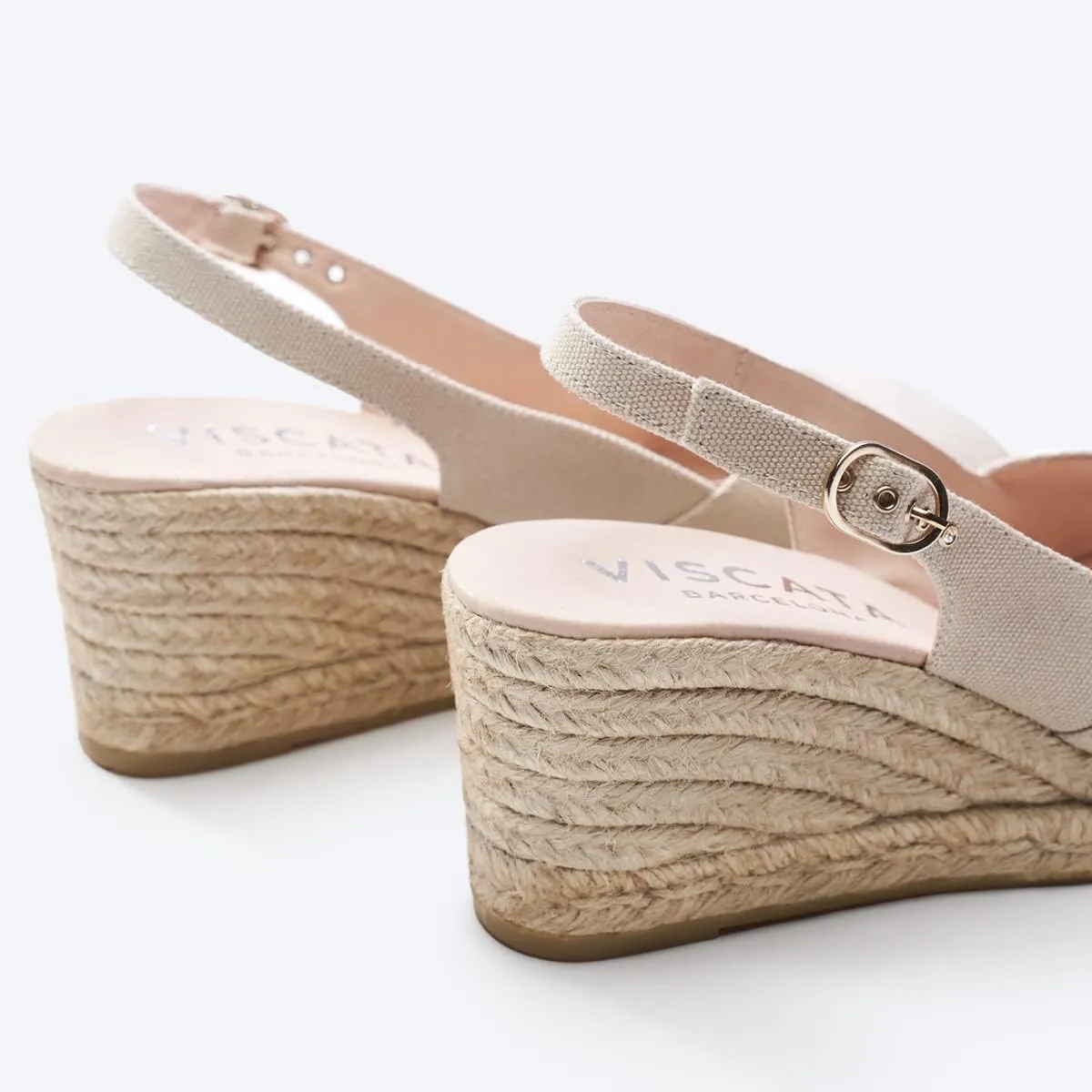 Viscata Llansa Canvas Wedge with Elegant Buckle Flattering 2 ½” Slingback Heel Women's Sandals with Breathable Organic Cotton Canvas and 100% Natural Jute Midsole for all Casual Occasions