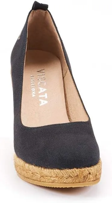 Viscata Marquesa Espadrille Canvas Wedges Spain Handmade 3 ½” Heel Women's Pumps with Breathable Organic Cotton Canvas and 100% Natural Jute Midsole for All Occasions: Casual, Work, Party