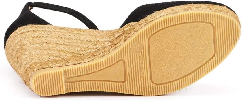 VISCATA Palamos Suede Wedges with Ankle Strap Handmade 3 ½” Heel Women's Sandals with Premium Quality Soft Touch Suede Closed Toe Design and 100% Soft Inner Sole Cushion for all Casual Occasions