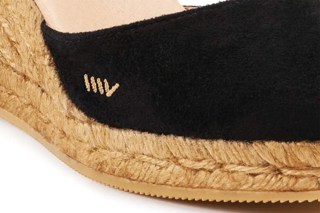 VISCATA Palamos Suede Wedges with Ankle Strap Handmade 3 ½” Heel Women's Sandals with Premium Quality Soft Touch Suede Closed Toe Design and 100% Soft Inner Sole Cushion for all Casual Occasions