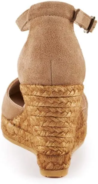 VISCATA Palamos Suede Wedges with Ankle Strap Handmade 3 ½” Heel Women's Sandals with Premium Quality Soft Touch Suede Closed Toe Design and 100% Soft Inner Sole Cushion for all Casual Occasions