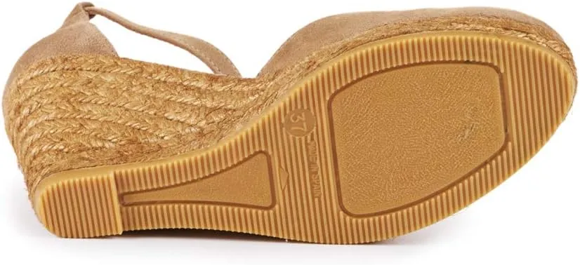VISCATA Palamos Suede Wedges with Ankle Strap Handmade 3 ½” Heel Women's Sandals with Premium Quality Soft Touch Suede Closed Toe Design and 100% Soft Inner Sole Cushion for all Casual Occasions