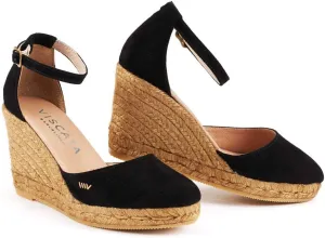 VISCATA Palamos Suede Wedges with Ankle Strap Handmade 3 ½” Heel Women's Sandals with Premium Quality Soft Touch Suede Closed Toe Design and 100% Soft Inner Sole Cushion for all Casual Occasions