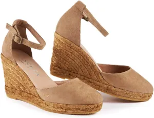 VISCATA Palamos Suede Wedges with Ankle Strap Handmade 3 ½” Heel Women's Sandals with Premium Quality Soft Touch Suede Closed Toe Design and 100% Soft Inner Sole Cushion for all Casual Occasions