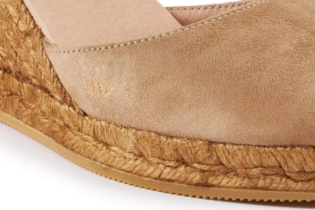 VISCATA Palamos Suede Wedges with Ankle Strap Handmade 3 ½” Heel Women's Sandals with Premium Quality Soft Touch Suede Closed Toe Design and 100% Soft Inner Sole Cushion for all Casual Occasions