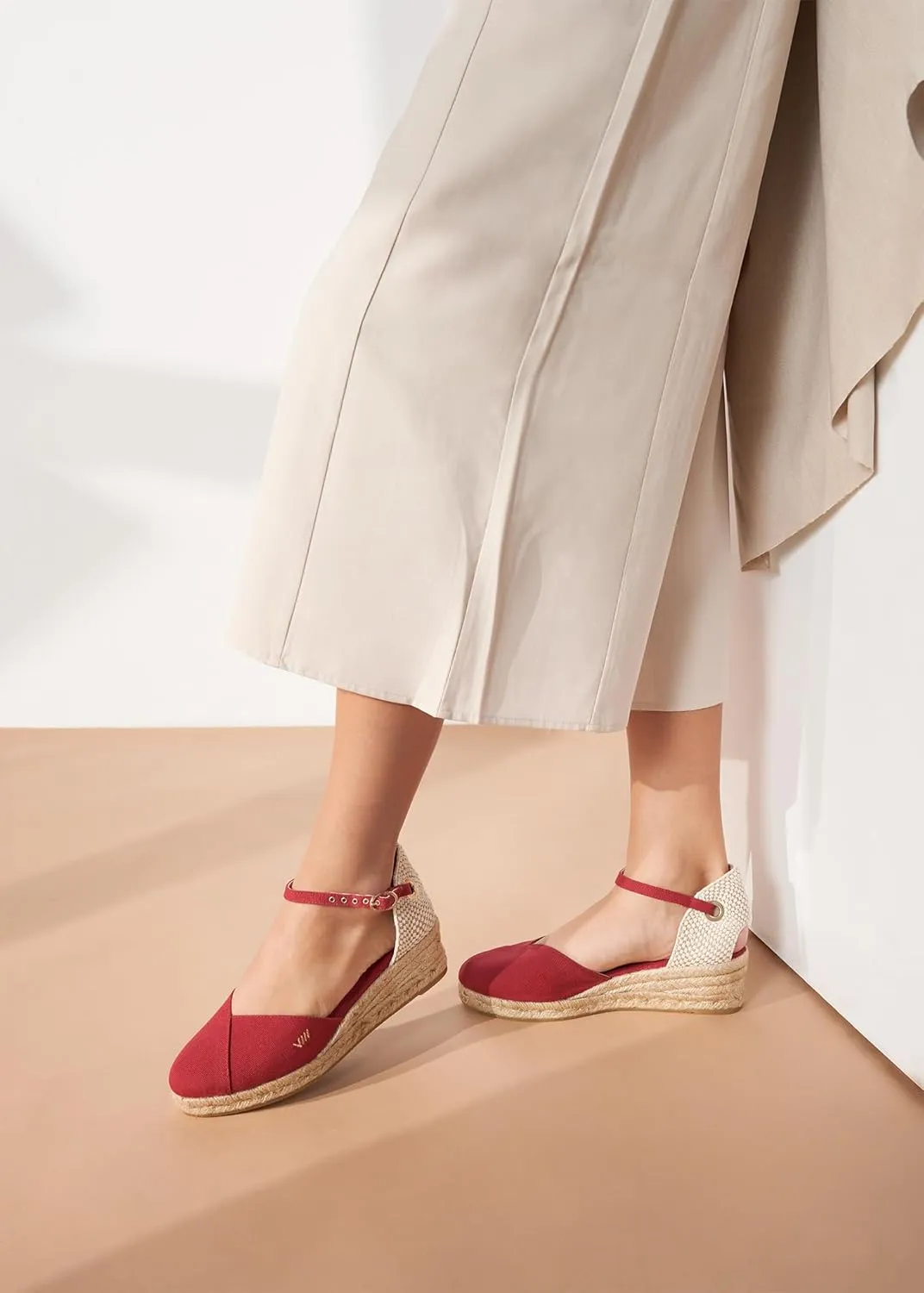 Viscata Pubol Espadrille Canvas Low Wedges with Ankle Strap Spain Handmade 2” Heel Women's Sandals with Breathable Organic Cotton Canvas and 100% Natural Jute for all Occasions: Casual, Work, Party