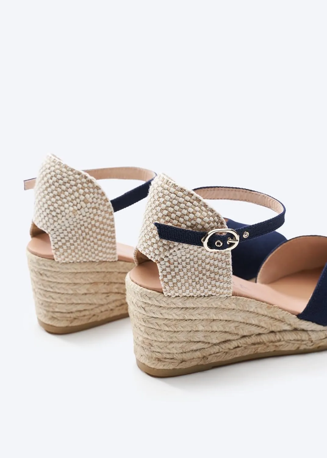 Viscata Reus Canvas Wedge Handmade 2 ½” Heel Women's Sandals with Breathable Cotton Canvas V-cut Vamp and 100% Natural Jute Midsole for all Casual Occasions