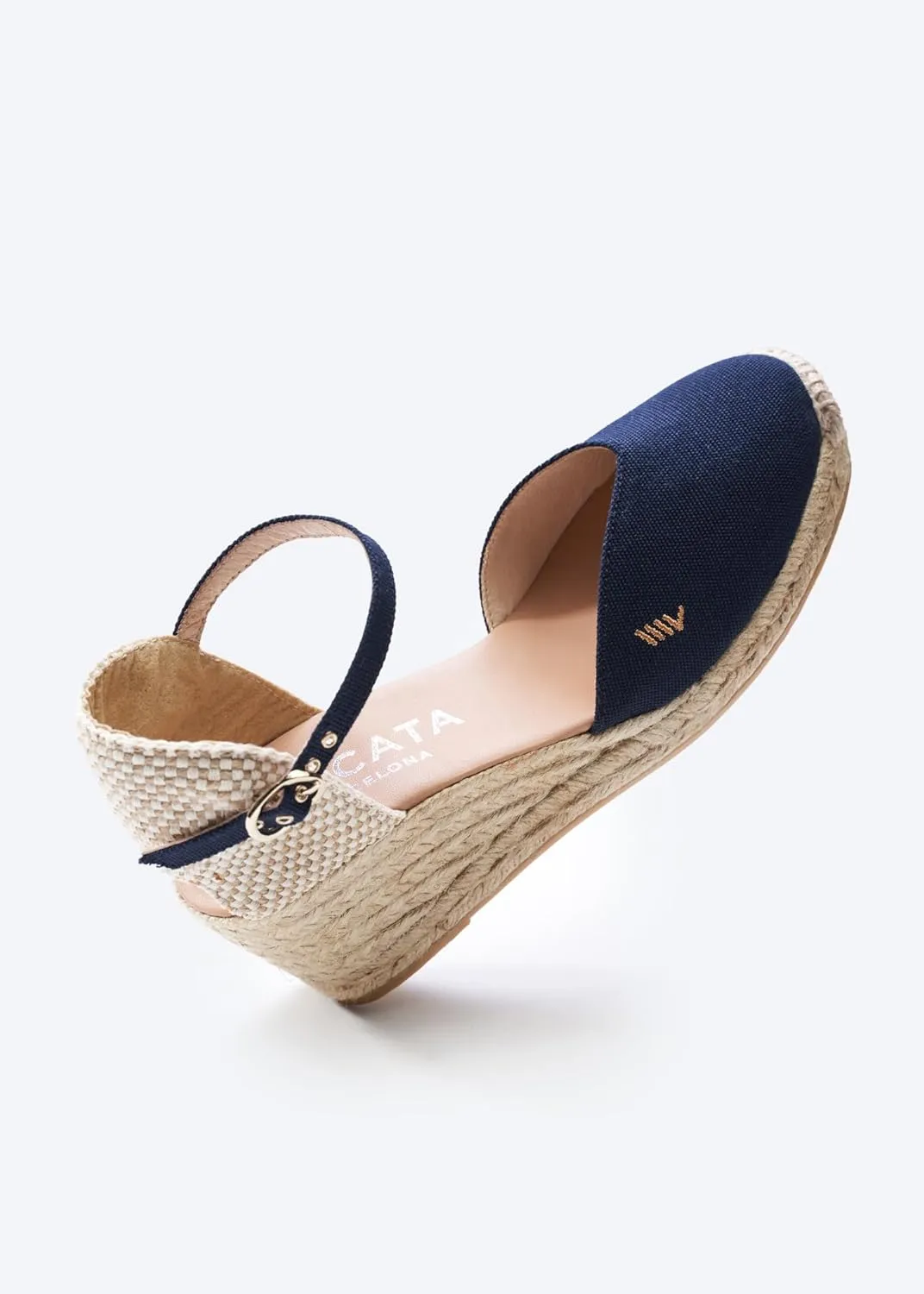 Viscata Reus Canvas Wedge Handmade 2 ½” Heel Women's Sandals with Breathable Cotton Canvas V-cut Vamp and 100% Natural Jute Midsole for all Casual Occasions