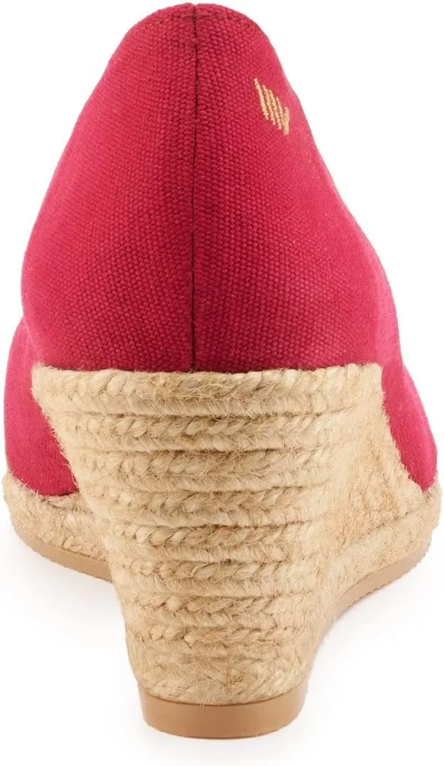 VISCATA Roses Espadrille Canvas Wedges Spain Handmade 2 ½” Heel Woman Wedge Pumps with Organic Cotton Canvas and 100% Natural Jute Midsole for All Occasions: Casual, Work, Party