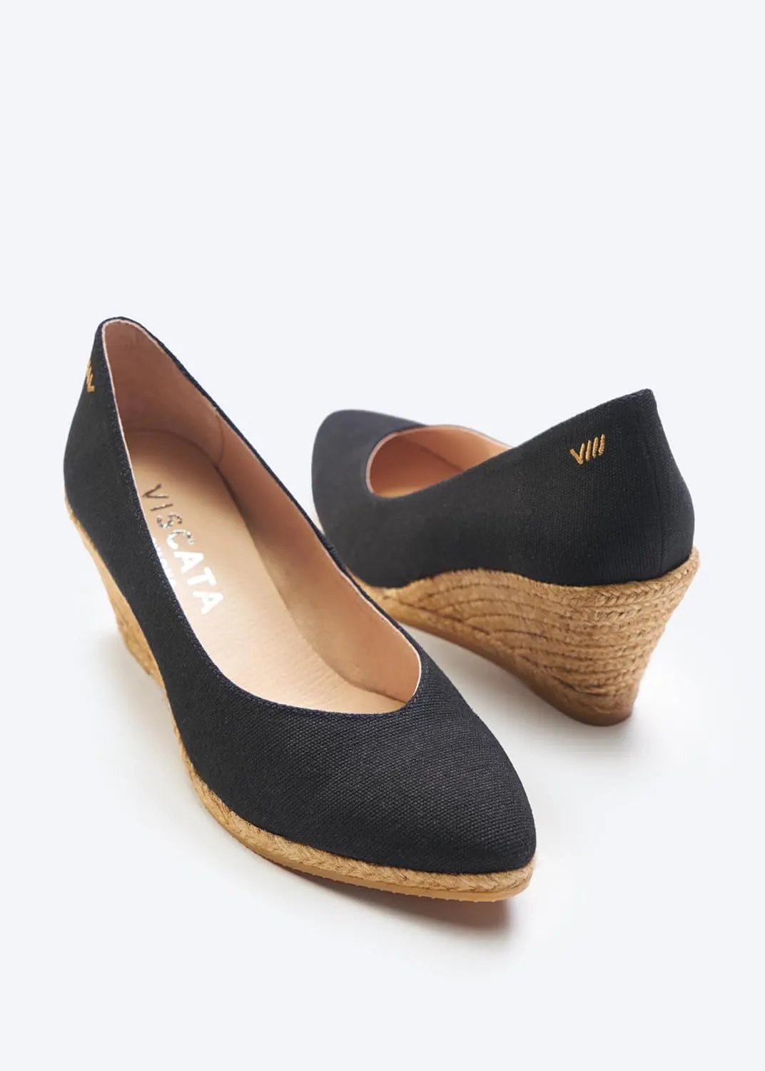 VISCATA Roses Espadrille Canvas Wedges Spain Handmade 2 ½” Heel Woman Wedge Pumps with Organic Cotton Canvas and 100% Natural Jute Midsole for All Occasions: Casual, Work, Party