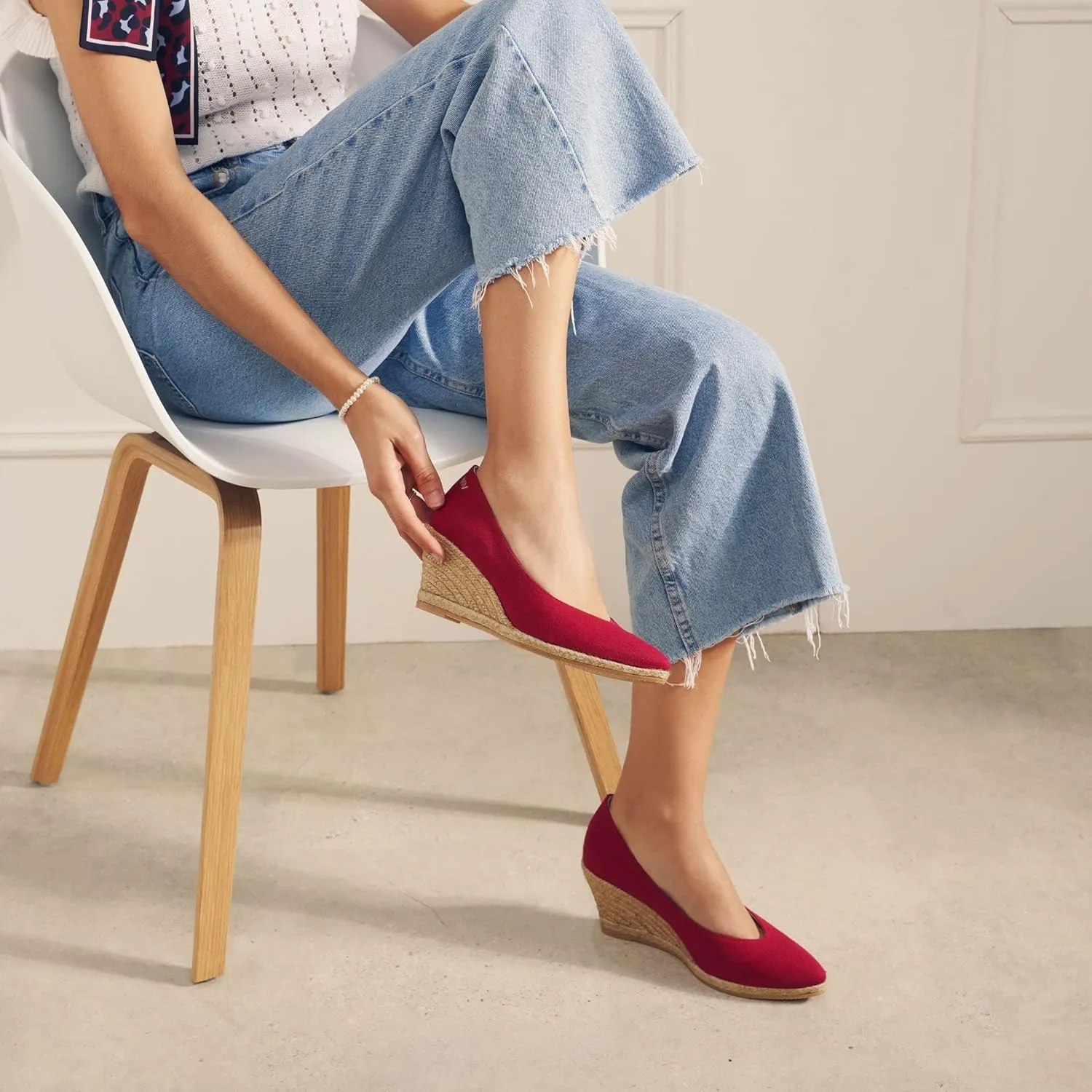 VISCATA Roses Espadrille Canvas Wedges Spain Handmade 2 ½” Heel Woman Wedge Pumps with Organic Cotton Canvas and 100% Natural Jute Midsole for All Occasions: Casual, Work, Party