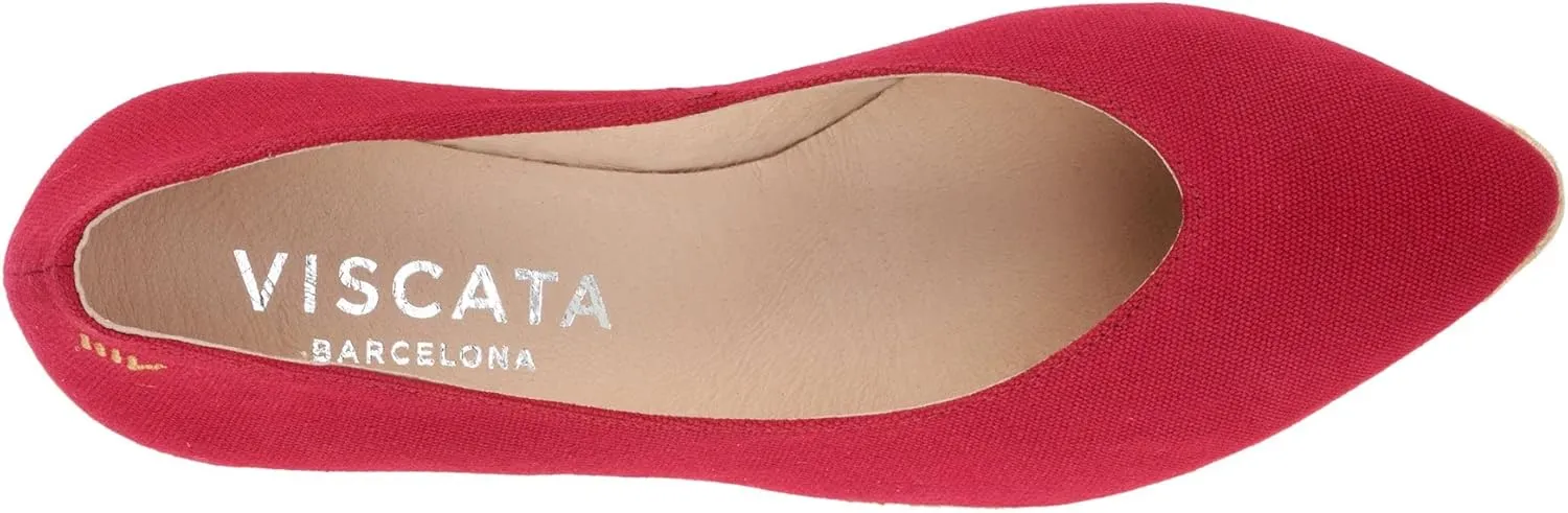 VISCATA Roses Espadrille Canvas Wedges Spain Handmade 2 ½” Heel Woman Wedge Pumps with Organic Cotton Canvas and 100% Natural Jute Midsole for All Occasions: Casual, Work, Party