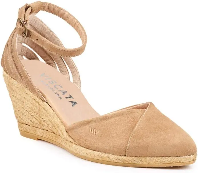 Viscata Ullastret Espadrille Suede Wedges Spain Handmade 2 ½” Heel Women's Sandals with Premium Suede Upper and 100% Natural Jute Midsole for all Occasions: Casual, Work, Party