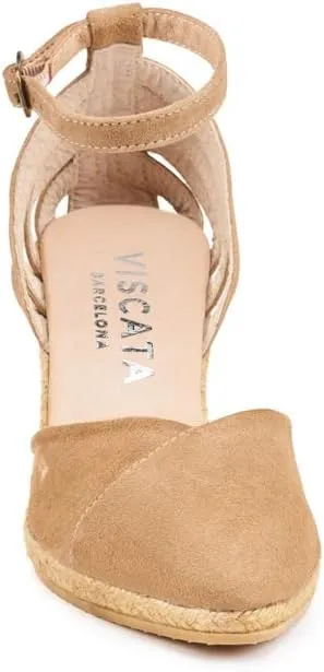Viscata Ullastret Espadrille Suede Wedges Spain Handmade 2 ½” Heel Women's Sandals with Premium Suede Upper and 100% Natural Jute Midsole for all Occasions: Casual, Work, Party