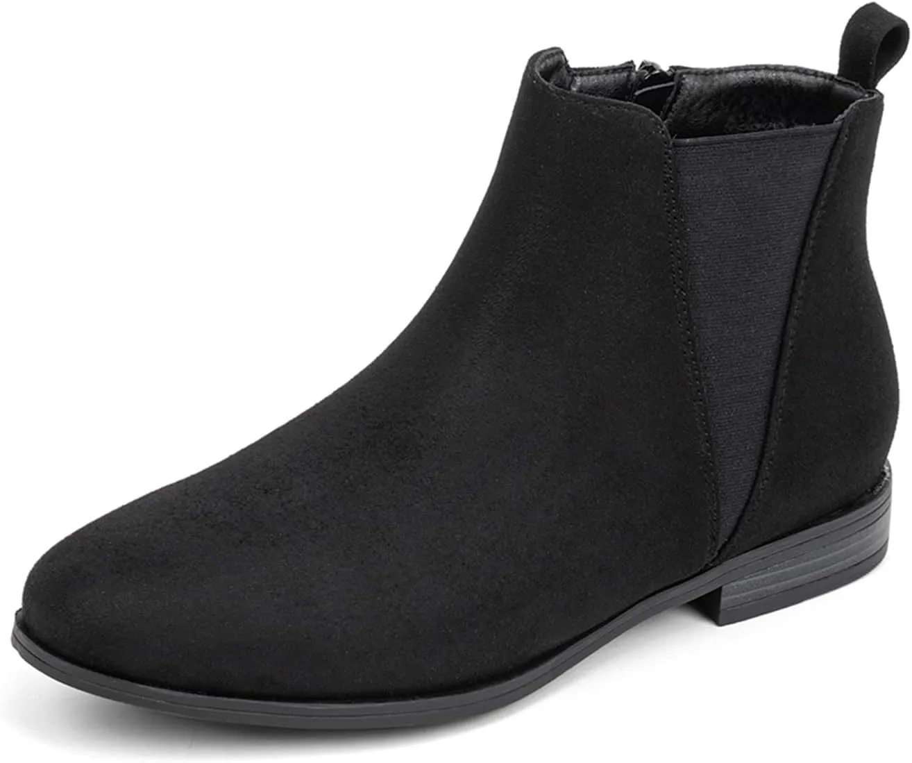 VJH confort Women's Chelsea Ankle Boots Low Heel Fashion Almond Toe Dress Booties with Side Zipper