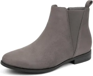 VJH confort Women's Chelsea Ankle Boots Low Heel Fashion Almond Toe Dress Booties with Side Zipper