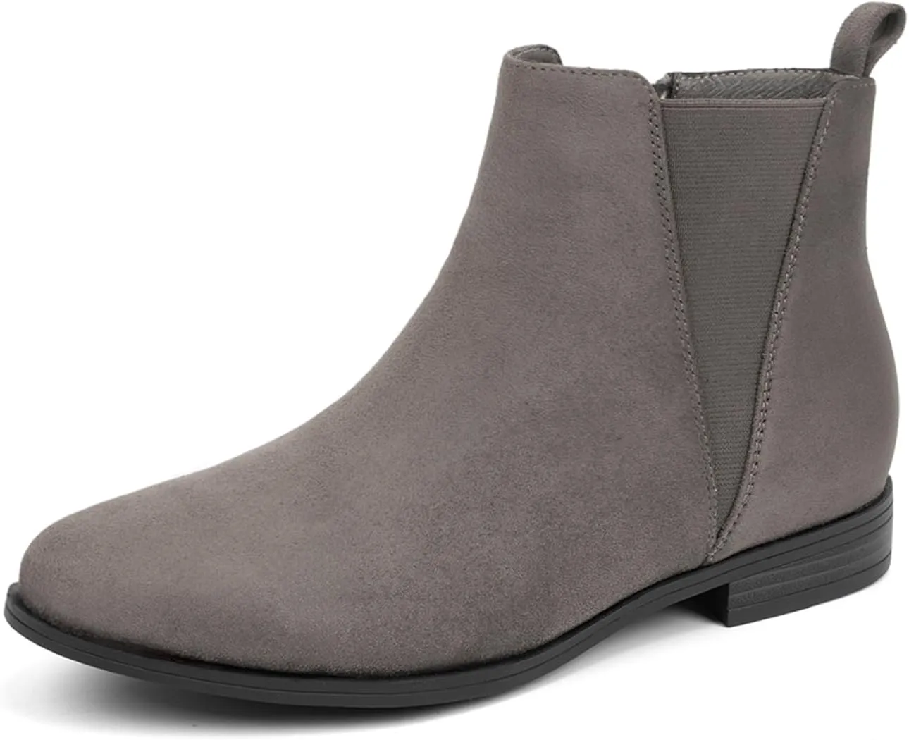 VJH confort Women's Chelsea Ankle Boots Low Heel Fashion Almond Toe Dress Booties with Side Zipper