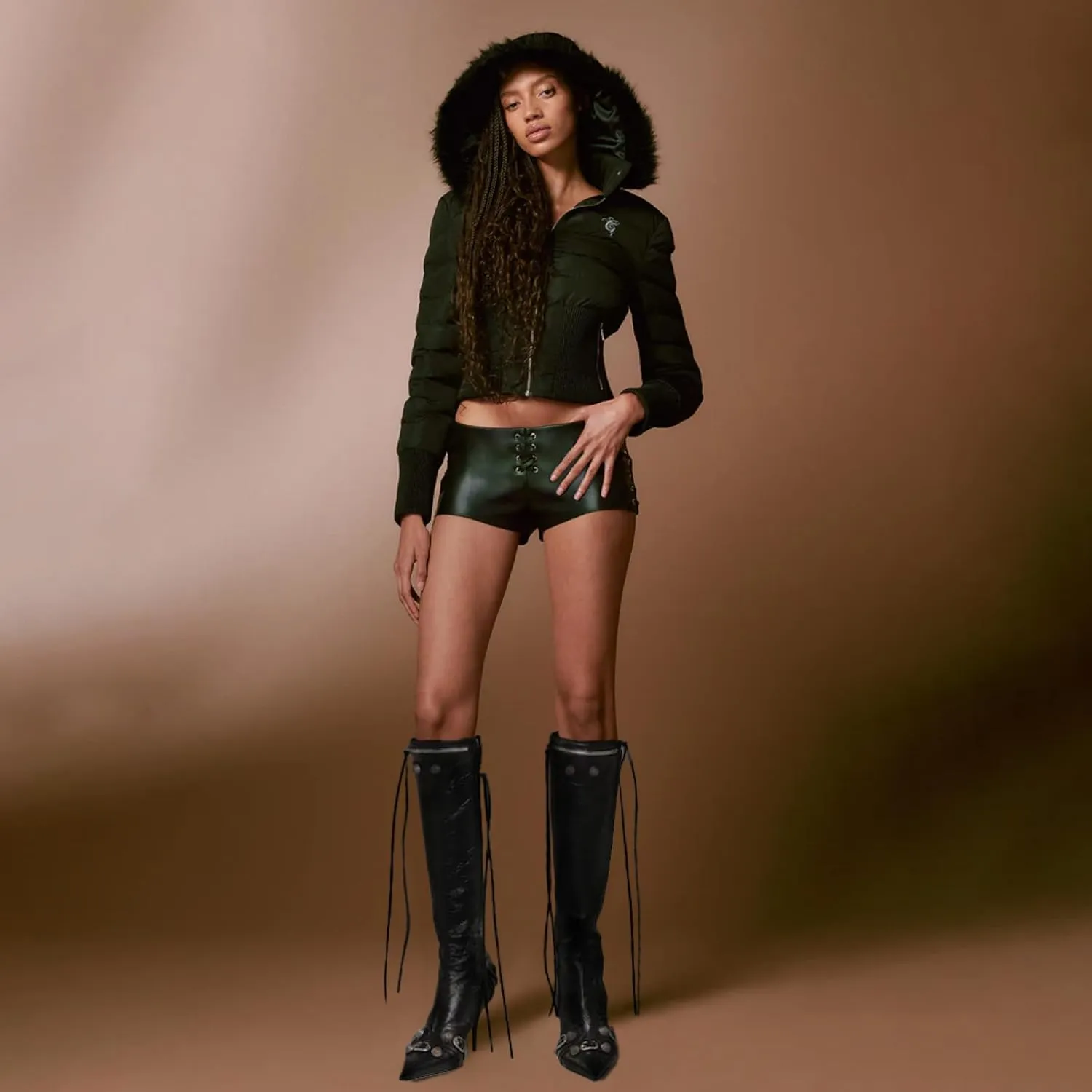 VOMIRA Knee High Boots Sexy Pointed Toe Rivets Tassels Stilettos High Heels Fashion Party Dressy Stripper Heels for Women