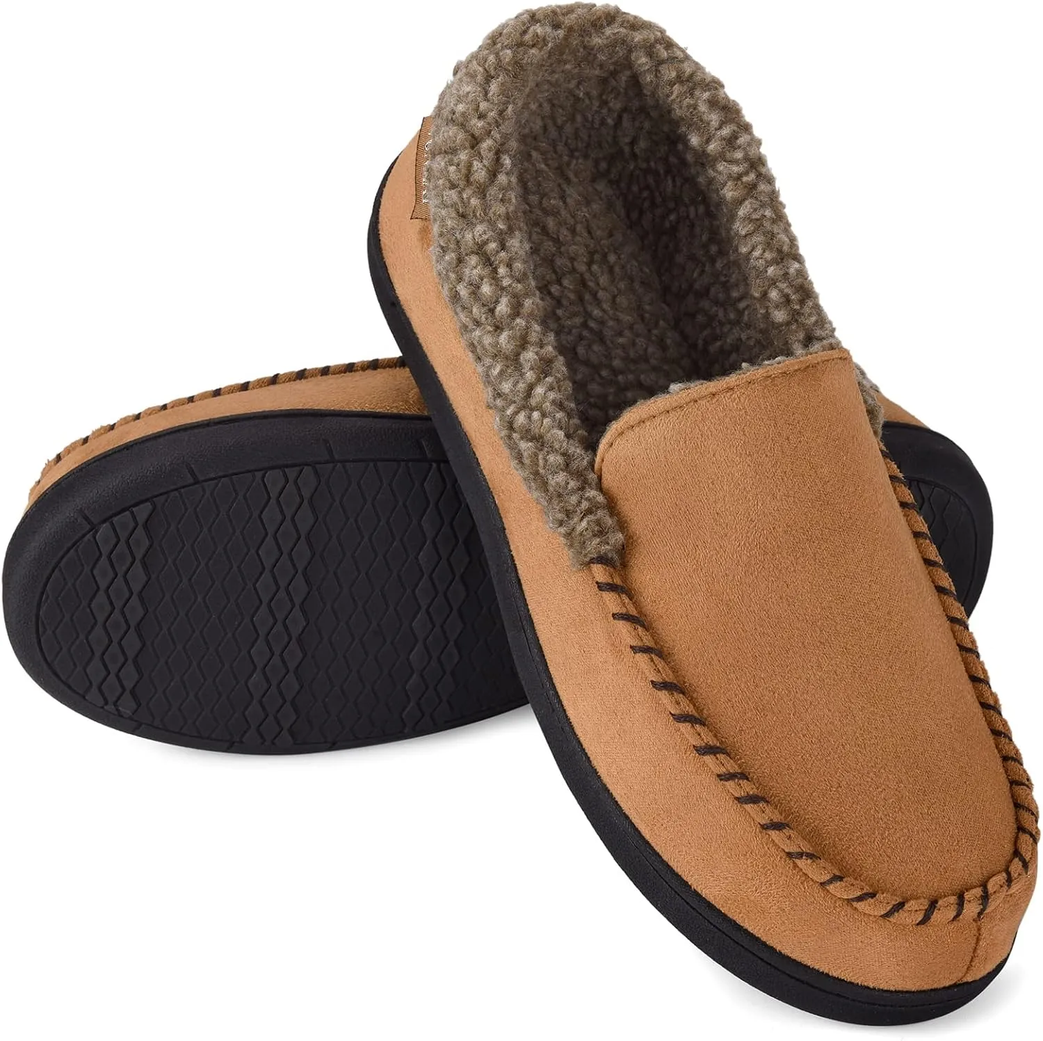VONMAY Men's Moccasin Slippers Fuzzy Warm House Shoes Fleece Memory Foam Indoor Outdoor