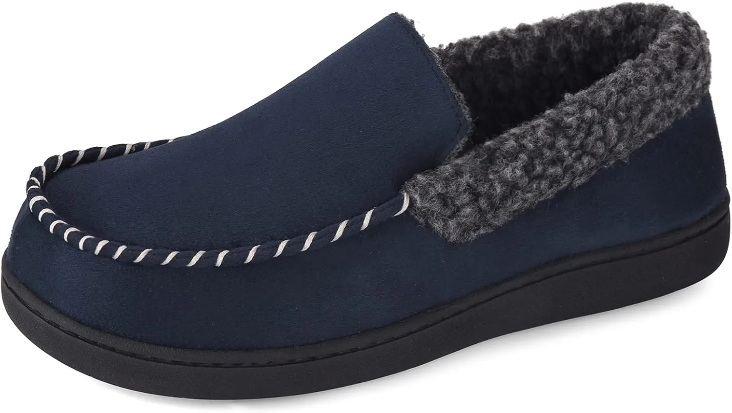 VONMAY Men's Moccasin Slippers Fuzzy Warm House Shoes Fleece Memory Foam Indoor Outdoor
