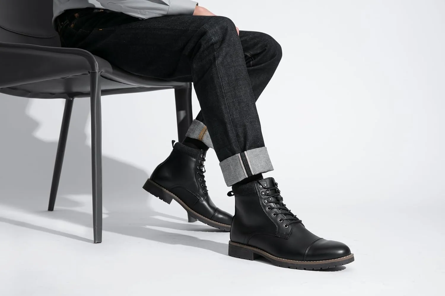 Vostey Mens Boots Motorcycle Casual Boots for Men Zipper Fashion Chukka Boots Mens