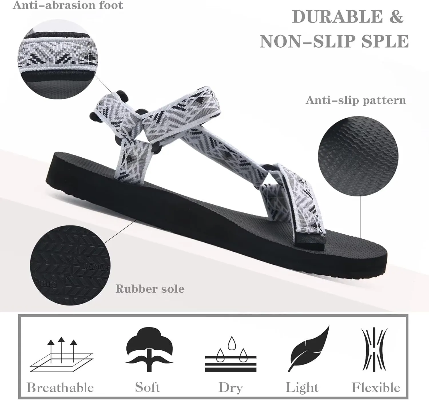 WateLves Womens-Sport-Sandals Outdoor Hiking Sandals with-Arch-Support Comfortable Webbing-Water-Athletic Beach-Sandals for Travel-Walking-Trekking-Camping