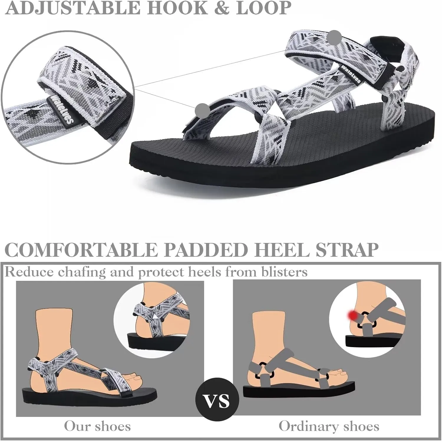 WateLves Womens-Sport-Sandals Outdoor Hiking Sandals with-Arch-Support Comfortable Webbing-Water-Athletic Beach-Sandals for Travel-Walking-Trekking-Camping