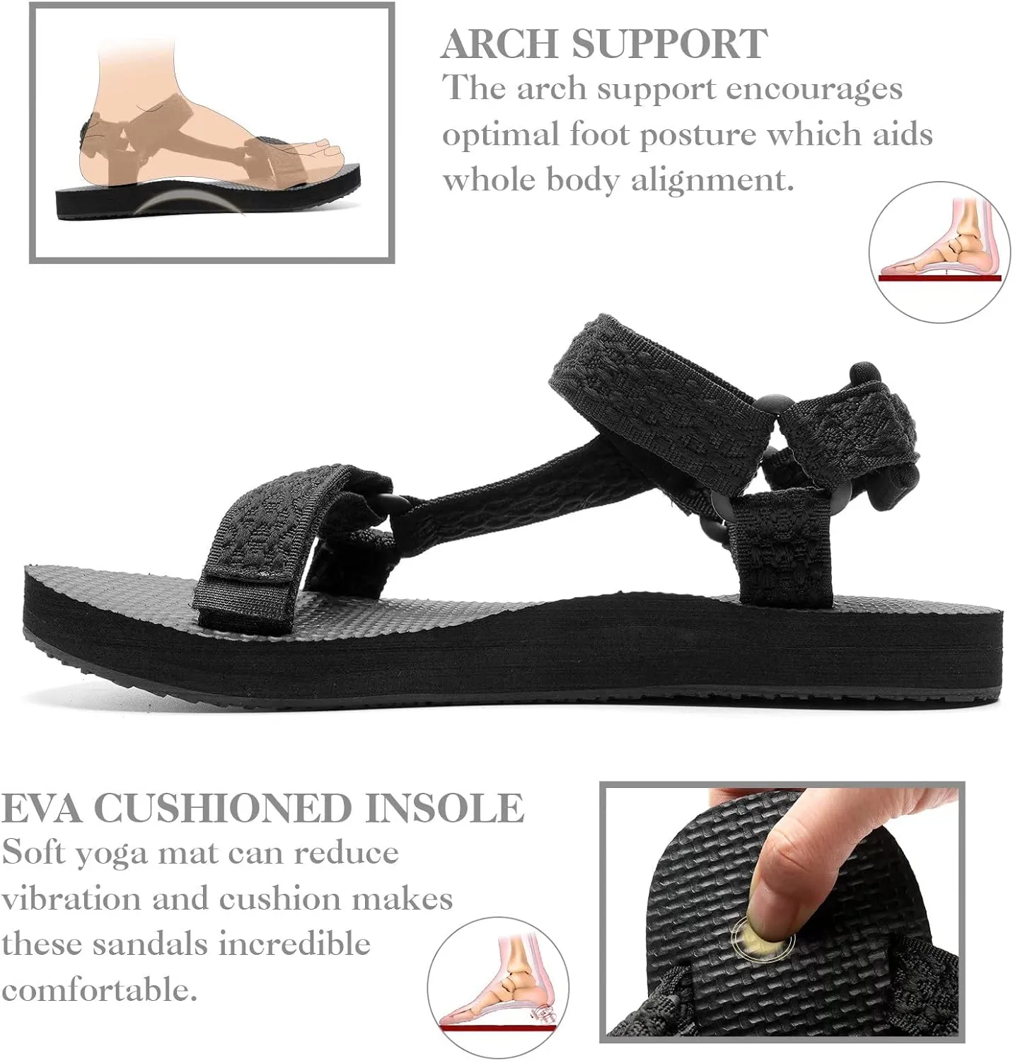 WateLves Womens-Sport-Sandals Outdoor Hiking Sandals with-Arch-Support Comfortable Webbing-Water-Athletic Beach-Sandals for Travel-Walking-Trekking-Camping