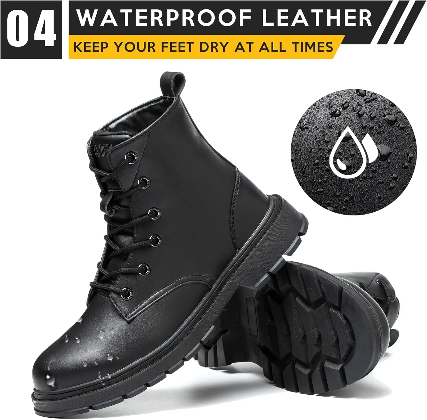 Waterproof Steel/Composite Toe Boots for Women Men, 6" Comfortable Work Boots Slip-resistant Safety Toe Construction Shoes
