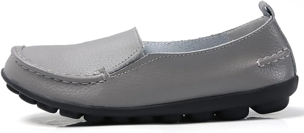 WERWAES Ladies Moccasin Shoes Comfortable Leather Loafers Wild Fashion Soft Shoes Nurse Breathable Driving Shoes