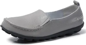 WERWAES Ladies Moccasin Shoes Comfortable Leather Loafers Wild Fashion Soft Shoes Nurse Breathable Driving Shoes