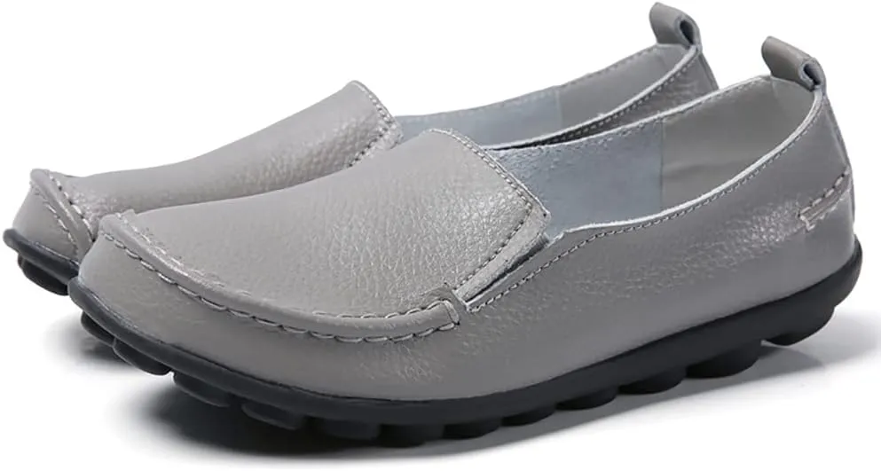 WERWAES Ladies Moccasin Shoes Comfortable Leather Loafers Wild Fashion Soft Shoes Nurse Breathable Driving Shoes