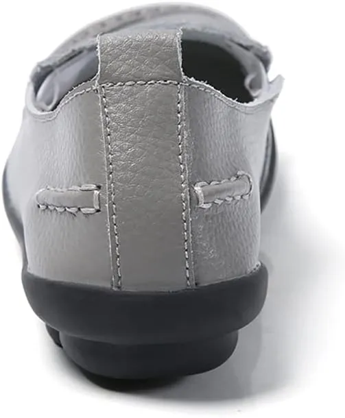 WERWAES Ladies Moccasin Shoes Comfortable Leather Loafers Wild Fashion Soft Shoes Nurse Breathable Driving Shoes