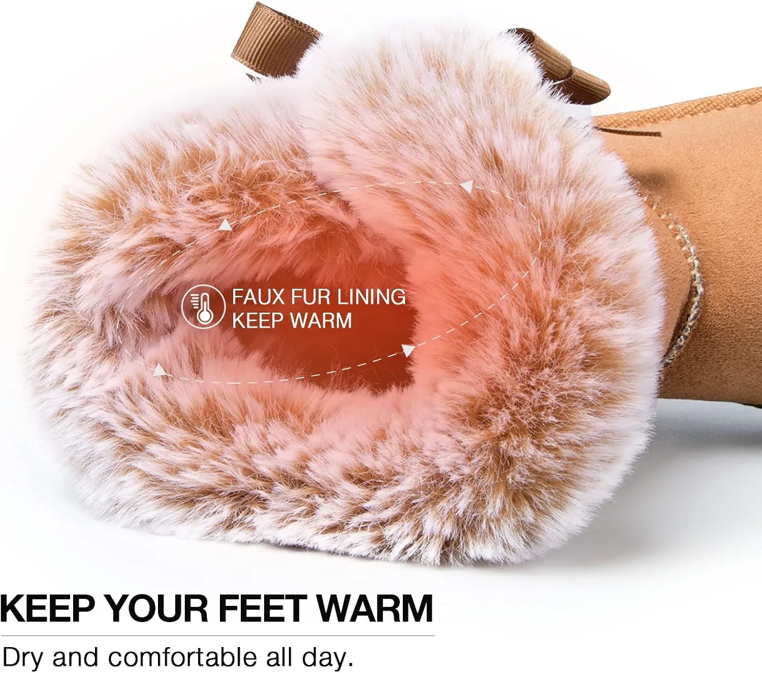 WFL Women Snow Boots Classic Mid-calf Fur Lining Fashion Winter Boots