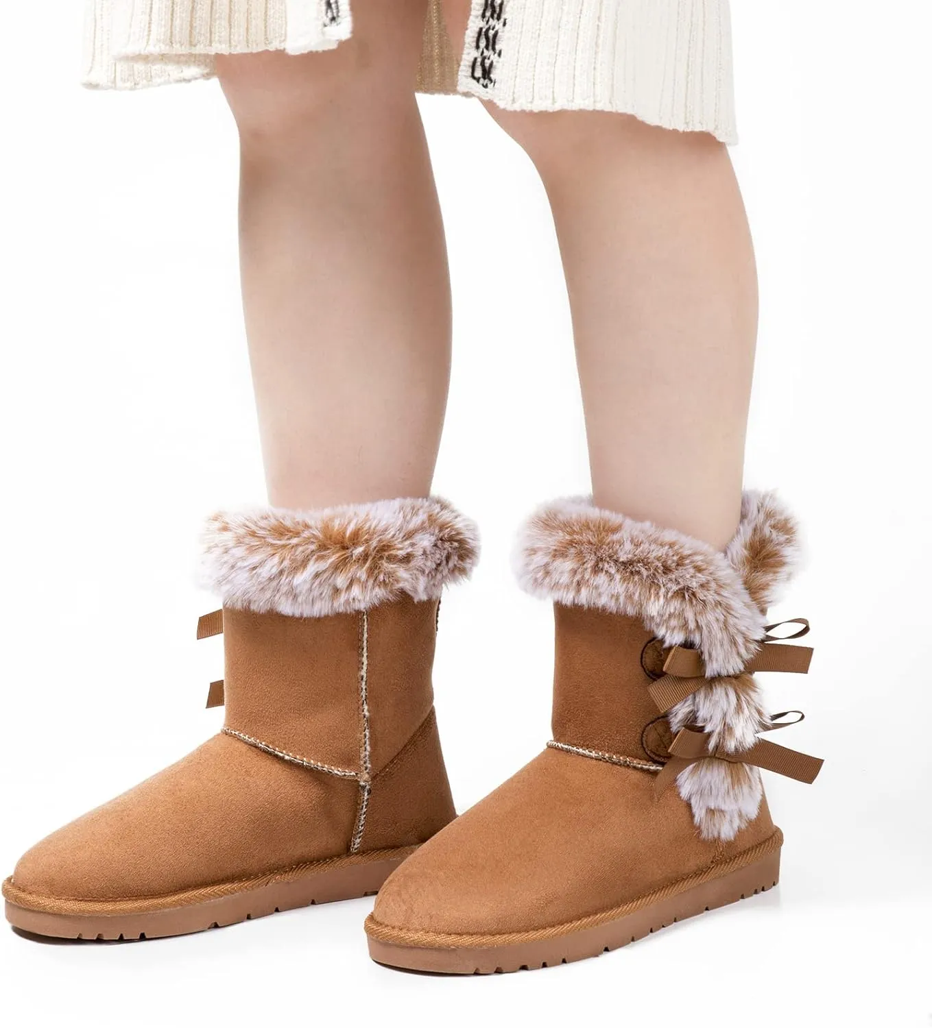 WFL Women Snow Boots Classic Mid-calf Fur Lining Fashion Winter Boots