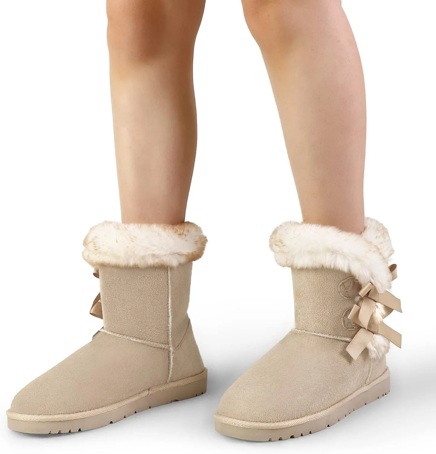 WFL Women Snow Boots Classic Mid-calf Fur Lining Fashion Winter Boots